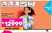 TCL 190cm (75") 4K Google TV 75P635