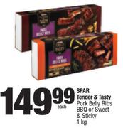 Spar Tender & Tasty Pork Belly Ribs BBQ Or Sweet & Sticky-1Kg