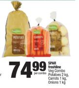 Spar Freshline Veg Combo Potatoes 2Kg, Carrots 1Kg, Onions 1Kg-Per Combo