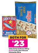 Imbo Samp & Beans 500g Plus Lucky Star Minced Pilchards 410g-For Both