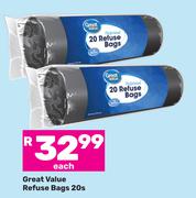 Great Value Refuse Bags-20s Each