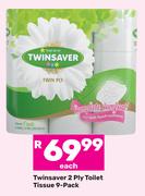 Twinsaver 2 Ply Toilet Tissue 9's Pack-Each