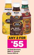 All Gold Mustard BBQ Or Tomato Sauce-For Any 2 x 500ml