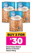 Great Value Baked Beans In Tomato Sauce-For Buy 3 x 410g