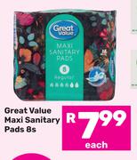 Great Value Maxi Sanitary Pads 8s Pack-Each
