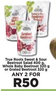 True Roots Sweet & Sour Beetroot Salad 400g, Whole Baby Beetroot 320g Or Grated Beetroot 320g-For 2