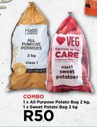 1 x All Purpose Potato Bag 2Kg, 1 x Sweet Potato Bag 2Kg-Combo