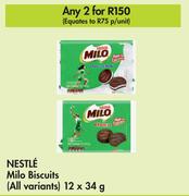 Nestle Milo Biscuits (All Variants)-For 2 x 12 x 34g