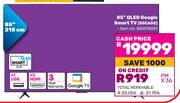 TCL 85" (215cm) QLED Google Smart TV 85C655