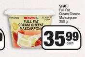 Spar Full Fat Cream Cheese Mascarpone-250g Each