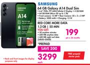 Samsung Galaxy A14 64GB Dual Sim-On 1.2GB Red Core More Data