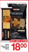 SPAR Macaroni Or Spaghetti-2x500g