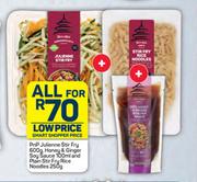 PnP Julienne Stir Fry 600g, Honey & Ginger Soy Sauce 100ml & Plain Stir Fry Rice Noodles 250g-All Fo