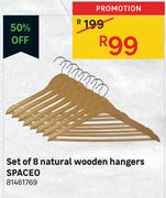 Spaceo Set Of 8 Natural Wooden Hangers 81461769