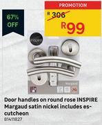 Inspire Door Handles On Round Rose Margaud Satin Nickel Includes Escutcheon 81411827