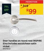 Inspire Door Hnadles On Round Rose Eina Includes Escutcheon Satin Nickel 81411832