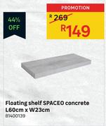 Spaceo Floating Shelf Concrete L60cm x W23cm 81400139