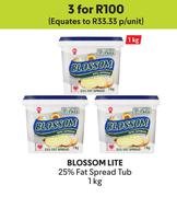 Blossom Lite 25% Fat Spread Tub-For 3 x 1Kg