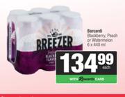 Bacardi Blackberry,Peach Or Watermelon-6 x 440ml