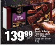 Spar Tender & Tasty Pork Belly Spare Ribs BBQ & Sweet & Sticky-1Kg