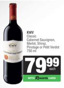 KWV Classic Cabernet Sauvignon,Merlot,Shiraz,Pinotage Or Petit Verdot-750ml