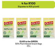 Glad To Be Green 50% Plant Based Snack Bags-For 4 x 25's