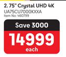 Samsung 75" (190cm) Crystal UHD 4K Television UA75CU7000KXXA