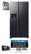 Samsung 617L Bespoke AI Side By Side With Smart Things WiFi,Non Plumbed,Black RS70F65K2FFA