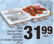 Spar Butcher's Best Pork Sausages (Selected) Or Chicken Sausages-375g Each