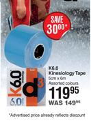 Spidertech K6.0 Kinesiology Tape Assorted Colours-5cm x 6m