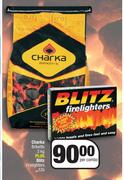 Charka Briketts 3kg + Blitz Firelighters 12's-Per Combo