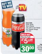 Coca Cola Fanta,Sprite,Tab Or Stoney(Lite,Diet Or Zero Range Excl.Regular Range)-Any 2 x 2.25L