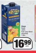 Clover Krush 100% Fruit Juice Blend (Assorted)-1L Each