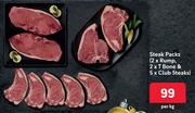 Steak Packs (2 x Rump, 2 x T-Bone & 5 x Club Steaks)-Per Kg