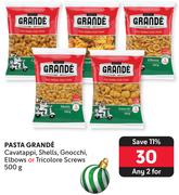 Pasta Grande Cavatappi, Shells, Gnocchi Elbows Or Tricolore Screws-For Any 2 x 500g