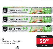 M Perforated Cling Film-350mm x 30m Each