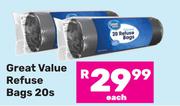Great Value Refuse Bags-20s Pack