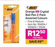 Bic Orange Or Crystal Ball Pen (2 Pack)-Per Pack