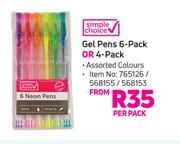 Simple Choice Gel Pens (6 Pack)-Per Pack