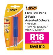 Bic Click Ball Pens (2 Pack)-Per Pack