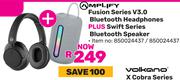 Amplify Fusion Series V3.0 Bluetooth Headphones Plus Swift Series Bluetooth Speaker 