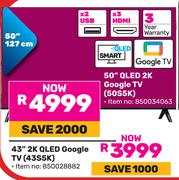 TCL 43" 2K QLED 2K Google TV (43S5K)