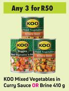 Koo Mixed Vegetables In Curry Sauce Or Brine-For Any 3 x 410g