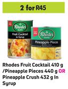 Rhodes Fruit Cocktail 410 g/ Pineapple Pieces 440g / Pineapple Crush 432 g In Syrup-For 2