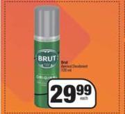 Brut Aerosol Deodorant-120ml Each
