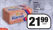 Rama Original 70% Fat Spread Brick-500g Each