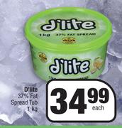 D'Lite 37% Fat Spread Tub-1kg Each