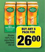 Rhodes 100% Fruit Juice Blend (Selected)-6 x 200ml