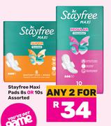 Stayfree Maxi Pads 8s Or 10s Assorted-For Any 2