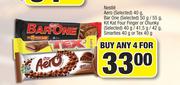 Nestle Aero 40g, BarOne 50g/55g,KitKat 4 Finger Or Chunky40g/41.5g/42g,Smarties Or Tex 40g-For Any 4